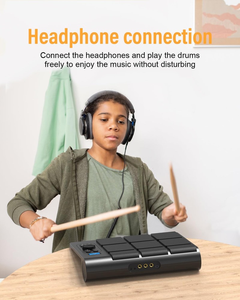 9 Pads Electronic Drum Pad, Electronic Tabletop Drum Set, Portable Digital Dr...