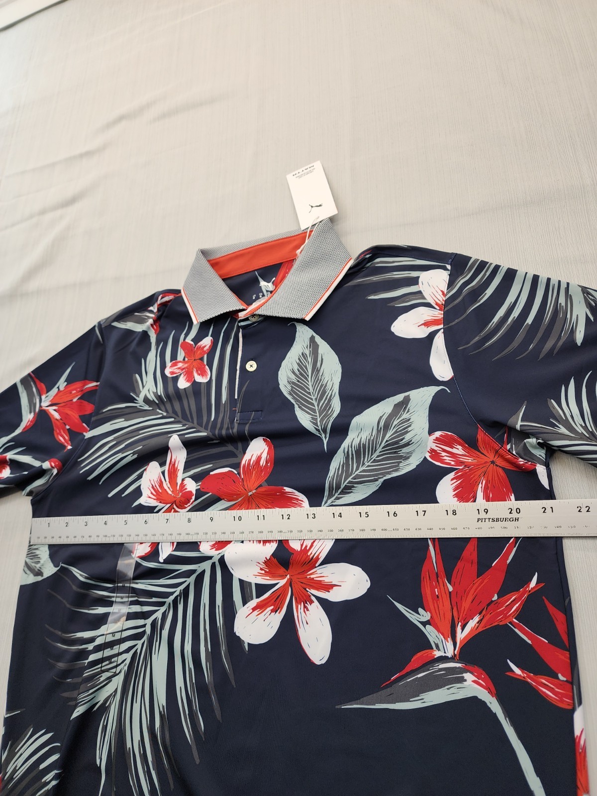 NEW Puma Golf MATTR Polo Shirt Mens Size Medium $80 Navy Floral Explosion