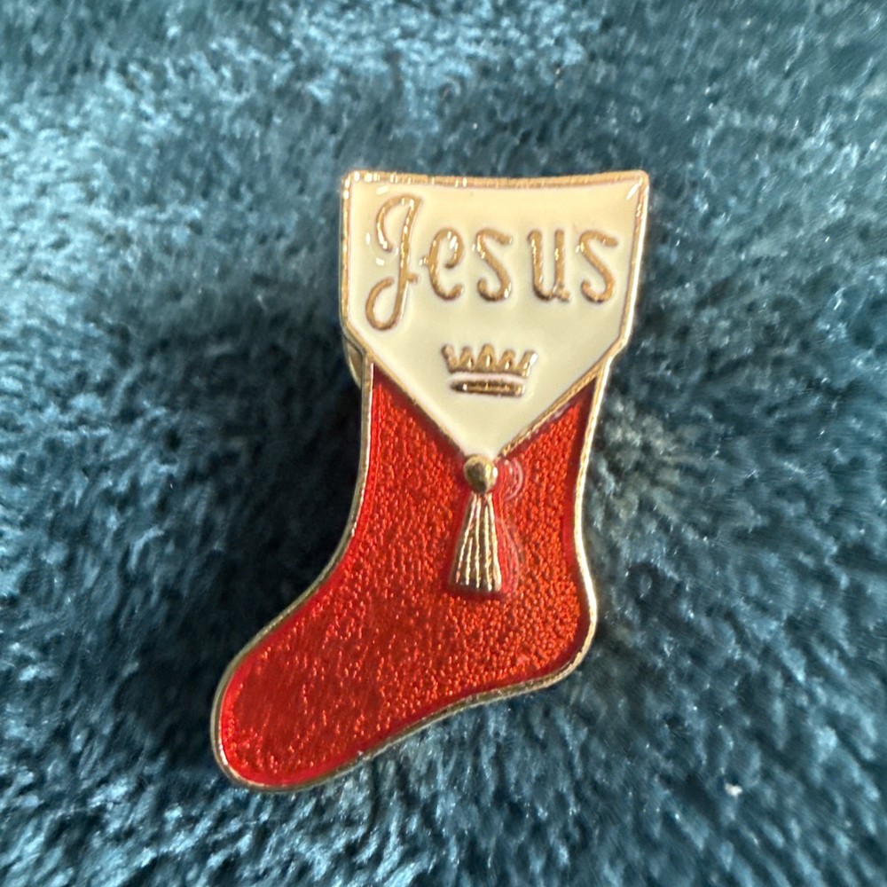 Jesus Christmas Stocking Lapel Pin Roman Inc. 2000