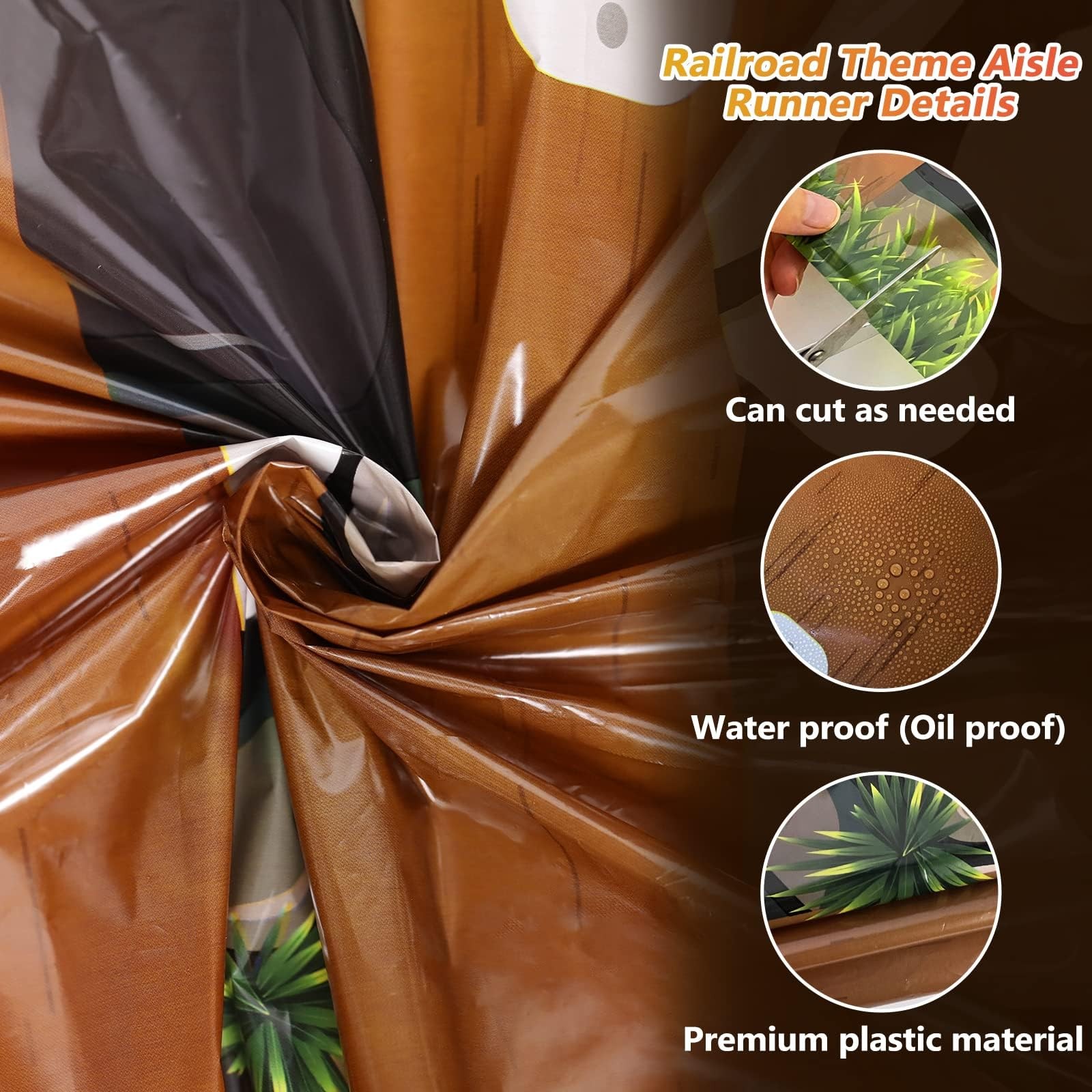 3 Pack 24 Inch x 10 ft Western Plastic Railroad Track Aisle Runner Party Deco