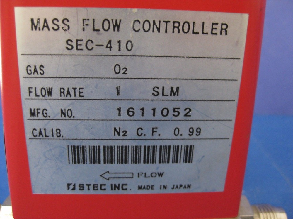 Stec SEC-410 Mass Flow Controller, 1/4" VCR, O2, 1 SLM, Used