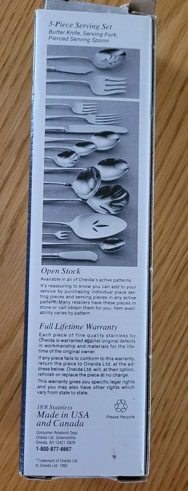 Oneida Barcelona Stainless 3 Pc Serving Set Vtg. Replacement New Open Box