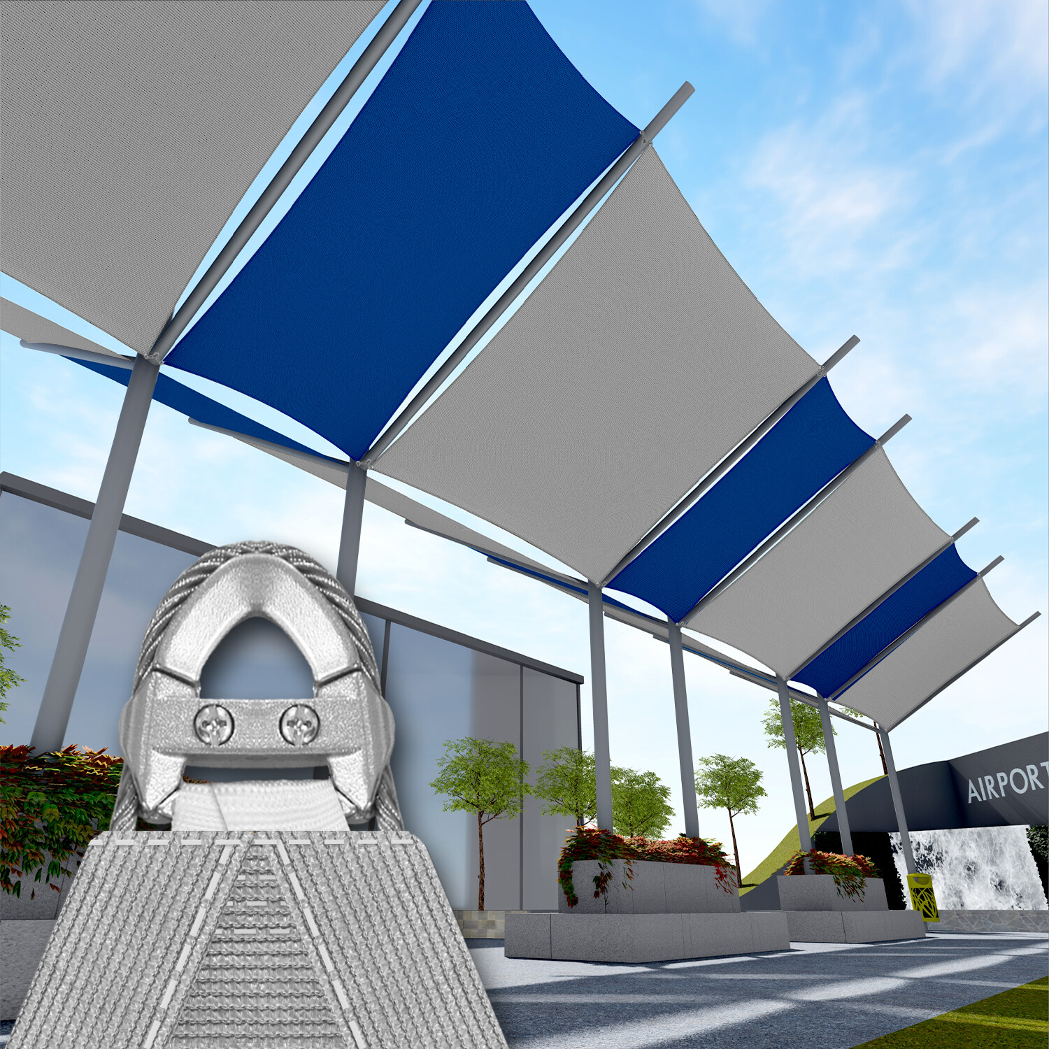 2-6 Ft Shade Sail w/ Steel Wire Rectangle Sun Canopy Pool Shelter Cover Gray