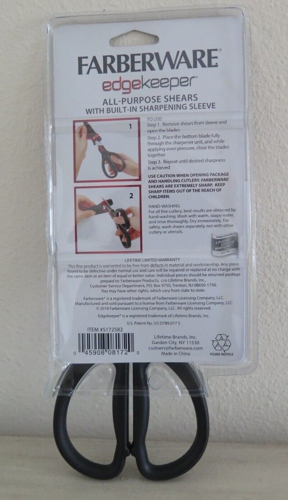 Farberware Edgekeeper All-Purpose Shears Scissors w/Built-In Sharpening Sleeve