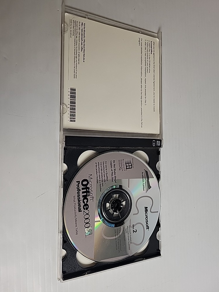 Microsoft Office 2000 Professional 2 CD-ROM w/ Prod Key for WINDOWS NT/98 Sealed
