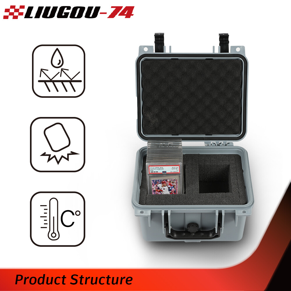 Gray Graded Card Storage Box Deep Travel Size Waterproof Case Slab Protector