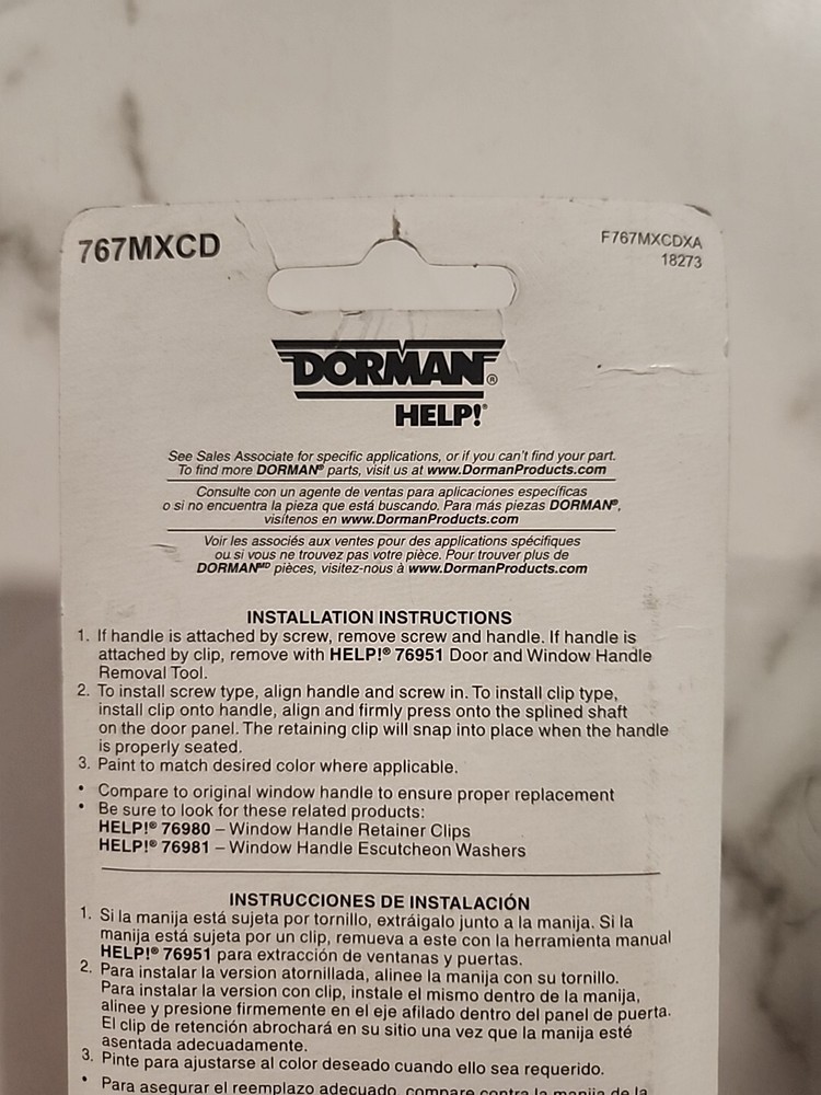 767MXCD Dorman Window Crank Handle, RIGHT OR LEFT, Ford