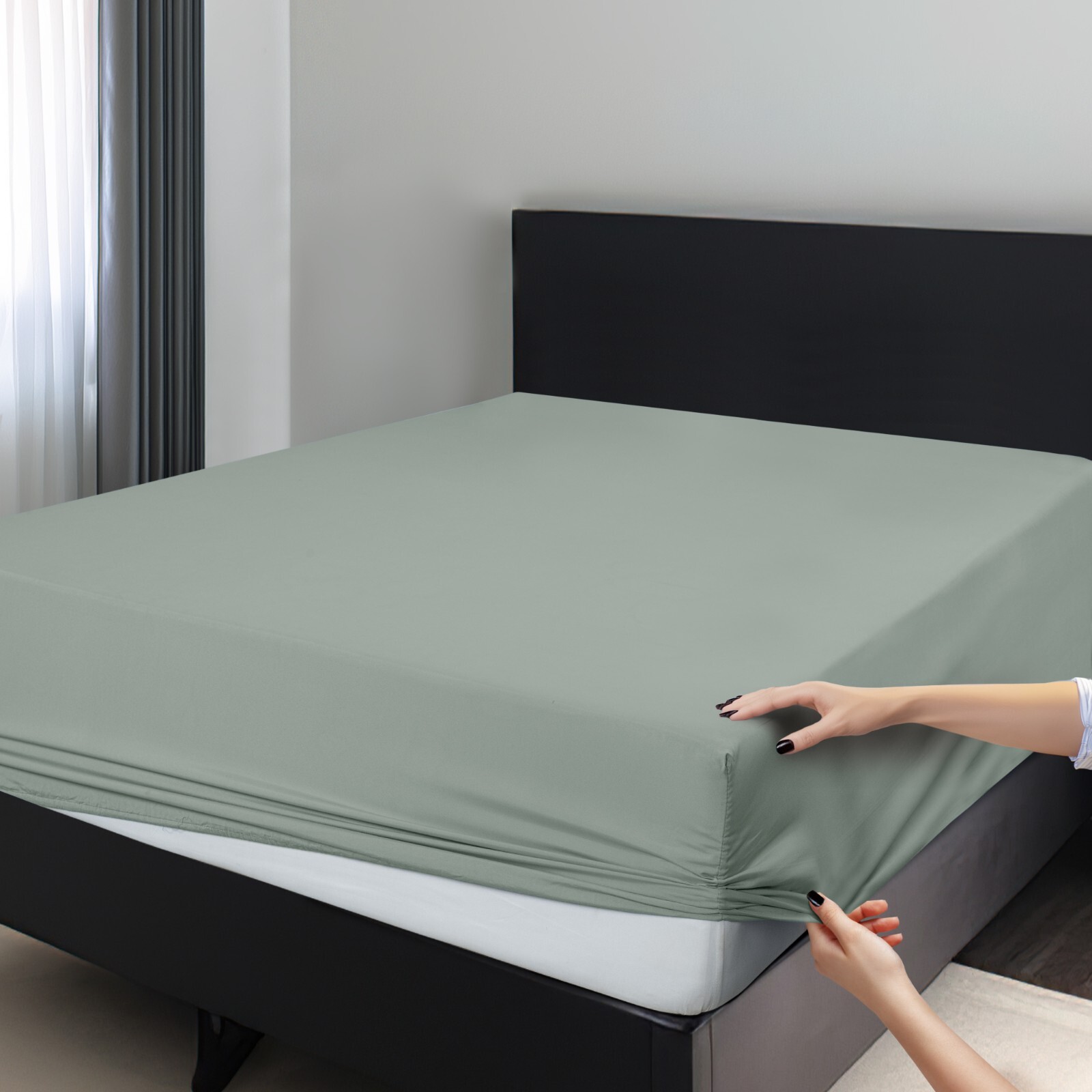 1800 Deep Pocket Fitted Sheet Queen King Fully Elastic Fitted Sheets Bed Sheets