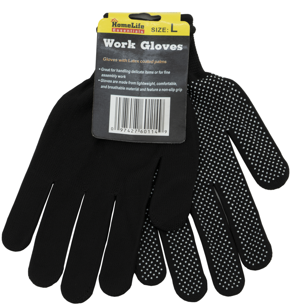 Black Knit Gloves with PVC Dots Large Assembly Delicate Items