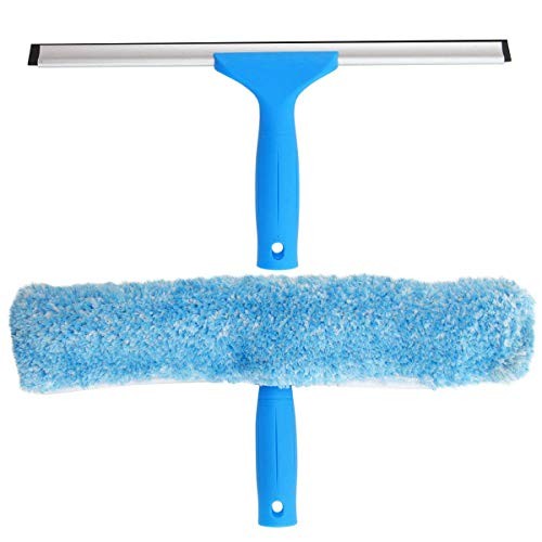 Professional Window Cleaning Combo - Squeegee & Microfiber Window 14-inch Blue