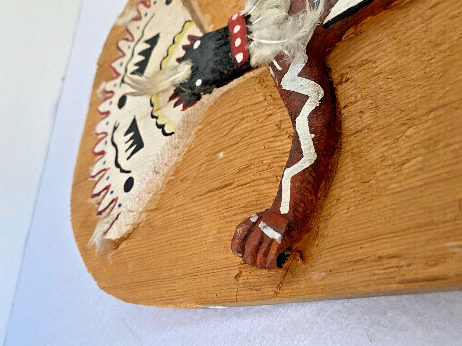 Apache Crown Dancer Art Carved Relief Wood Native American Plaque Signed