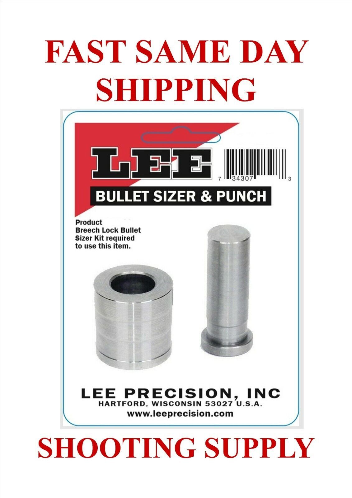 LEE PRECISION BULLET SIZER and PUNCH FAST SAME DAY SHIPPING