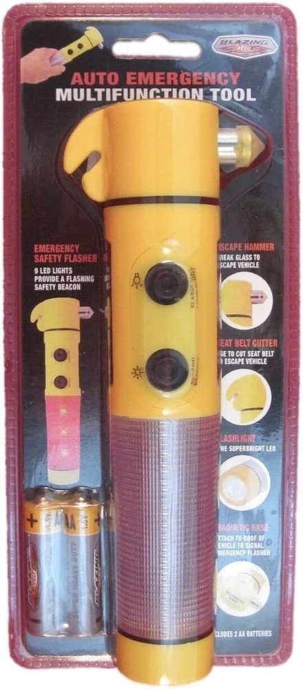 Blazing LED Auto Emergency Multifunction Tool LED Flashlight Includes Batteries