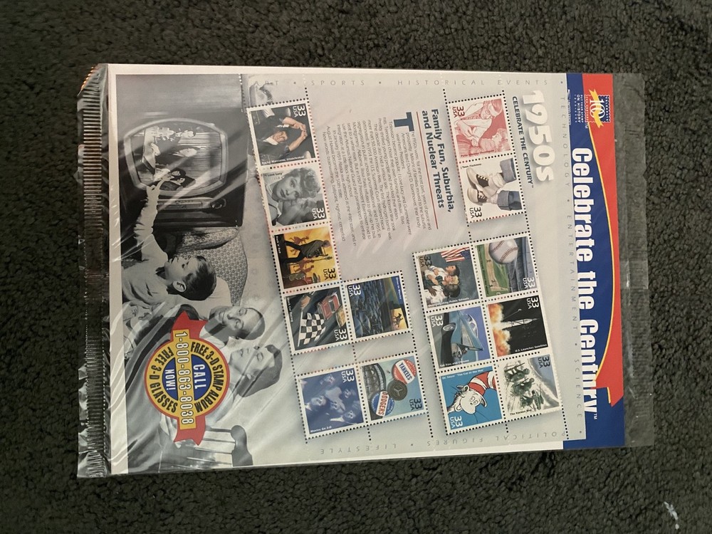 9 celebrate the century stamp sets with super hero stamp album and 3-D glasses