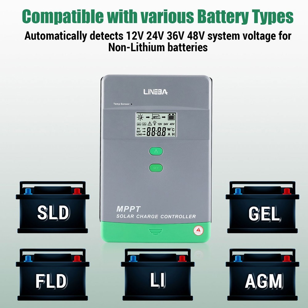 100A MPPT Solar Panel Battery Charge Controller 12V 24V 48V Auto Adjustable LCD