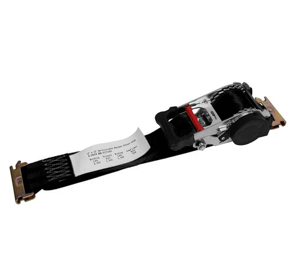 (8 Pack) 2''x12' Retractable Ratchet Tie Down Strap for E-Track - 1100 lbs WLL