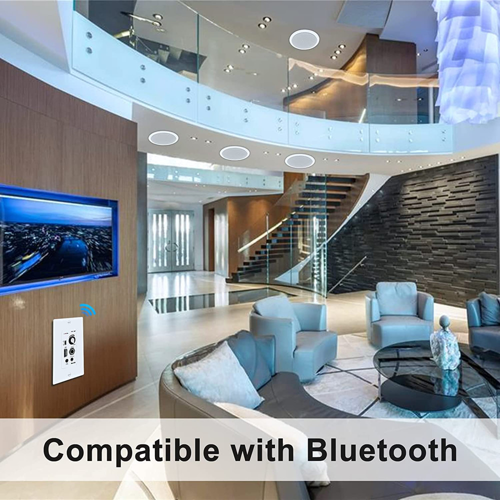 Home Audio Package in Wall Bluetooth Amplifier Volume Control Receiver Wall Plat