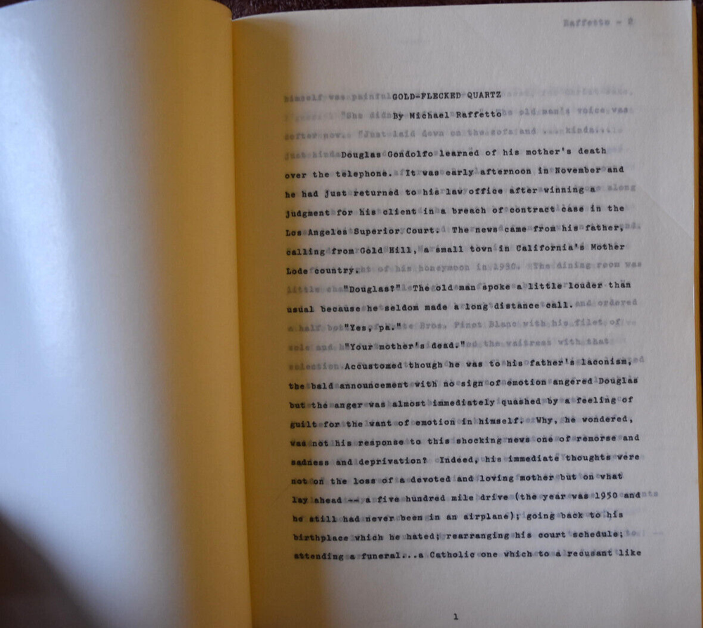 Michael Raffetto " Gold-Flecked Quartz " Original Script