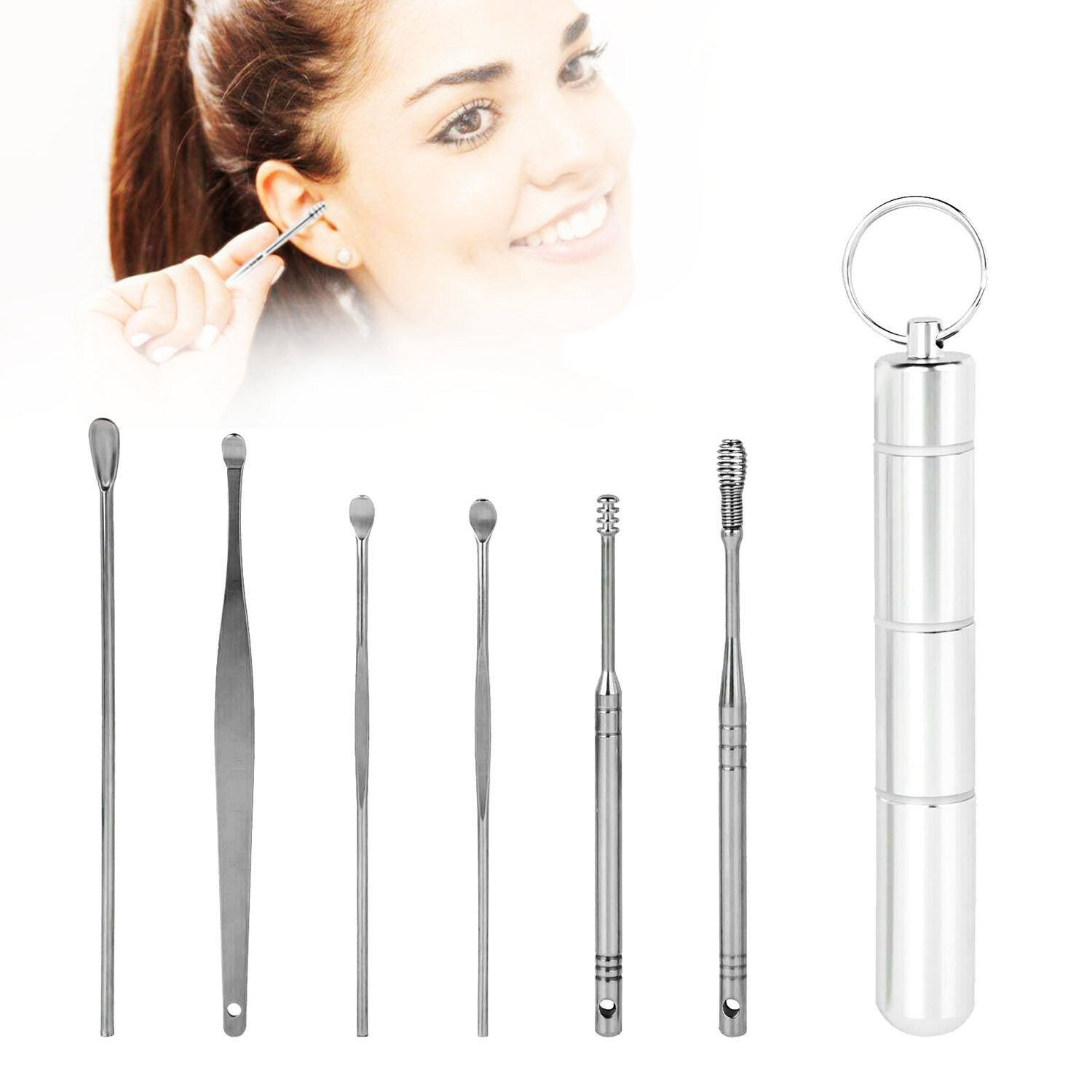 7 PCS Innovative Spring Ear Wax Cleaner Tool Set Ear Pick Ear Wax Removal Kit US