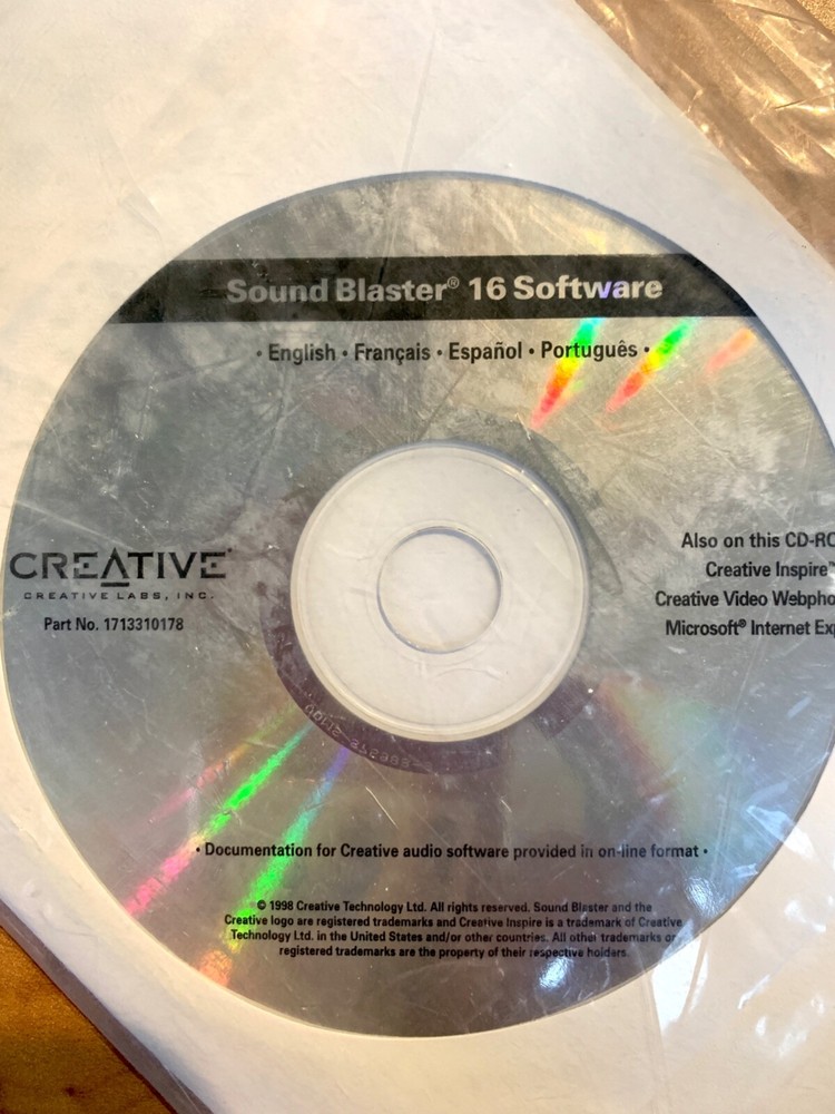 CREATIVE Sound Blaster 16 Software CD - Sealed With Manual