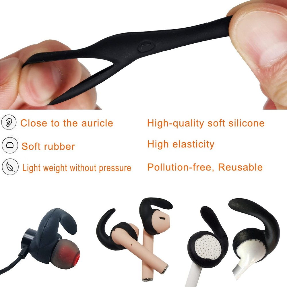 Earbuds Replacement Tips Soft Silicone Earbud 2 Black-Medium, 2Black-Medium