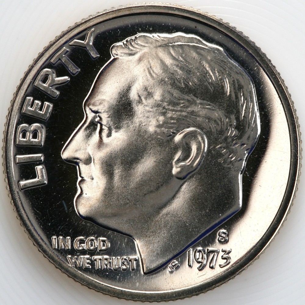 1973 S Gem DCam Proof Roosevelt Dime CN-Clad