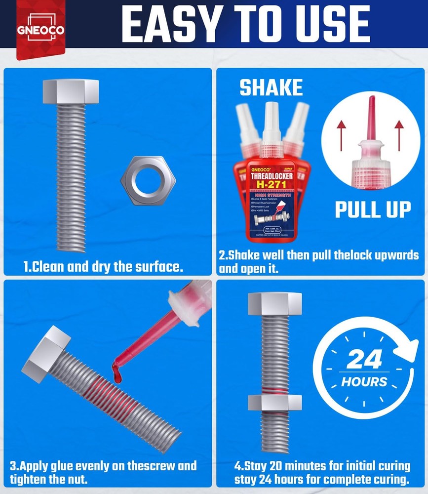 ThreadLocker Blue and Red, Thread Lock Medium High Strength Tight...