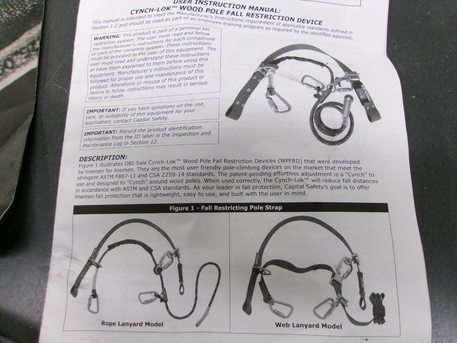 DBI SALA Cynch-Lok Wood Pole Device Climbing Strap Lanyard Fall Arrest