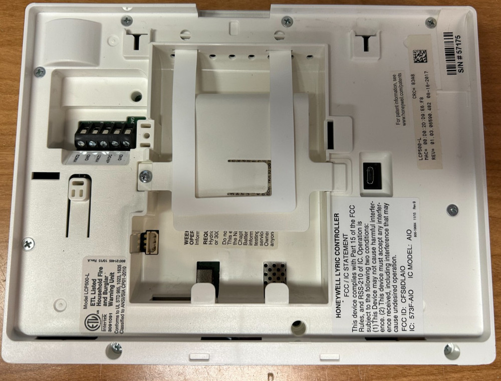 Honeywell LCP500-L Lyric Controller Touchscreen Control Panel