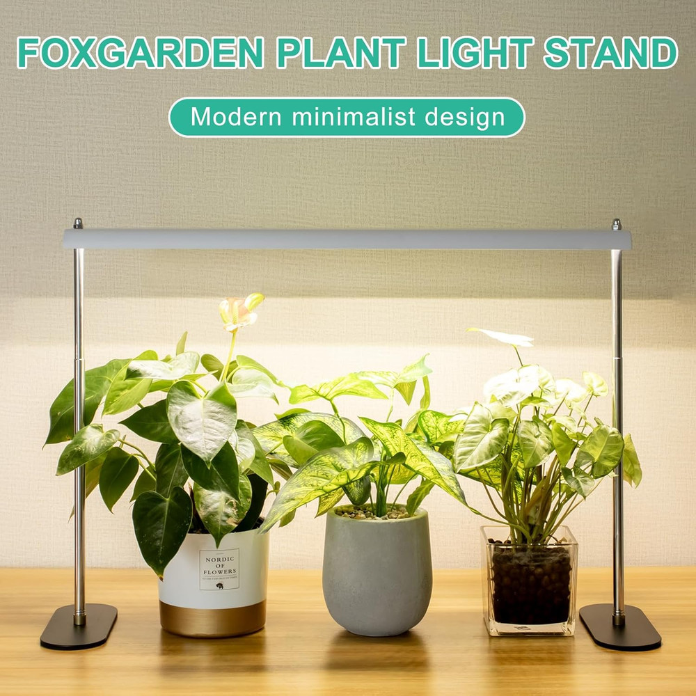 FOXGARDEN LED Grow Light Stand with Timer & Dimming, Adjustable Height