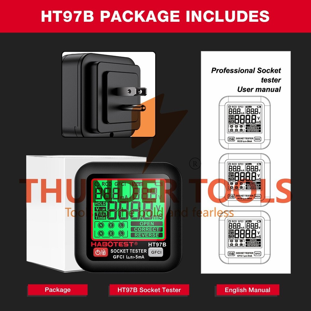 Thunder Tools HABOTEST HT97D Digital Socket Tester Voltage Test