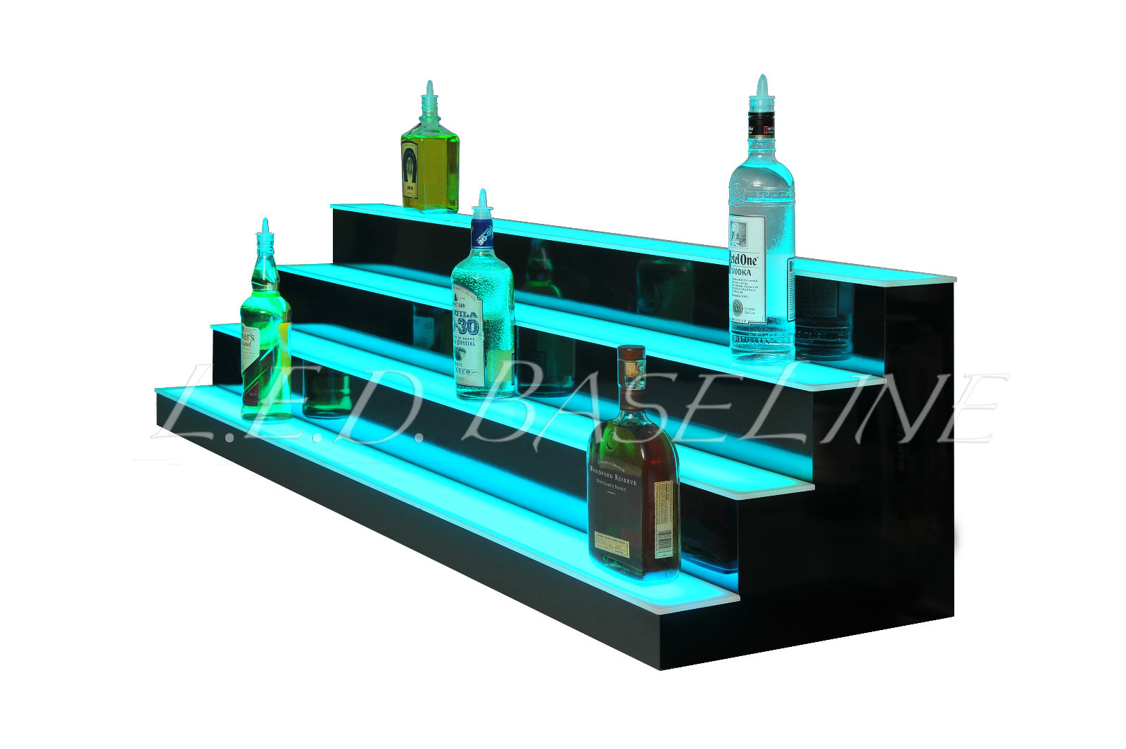 60" 4 Step Shelving Glass Liquor Bottle Display