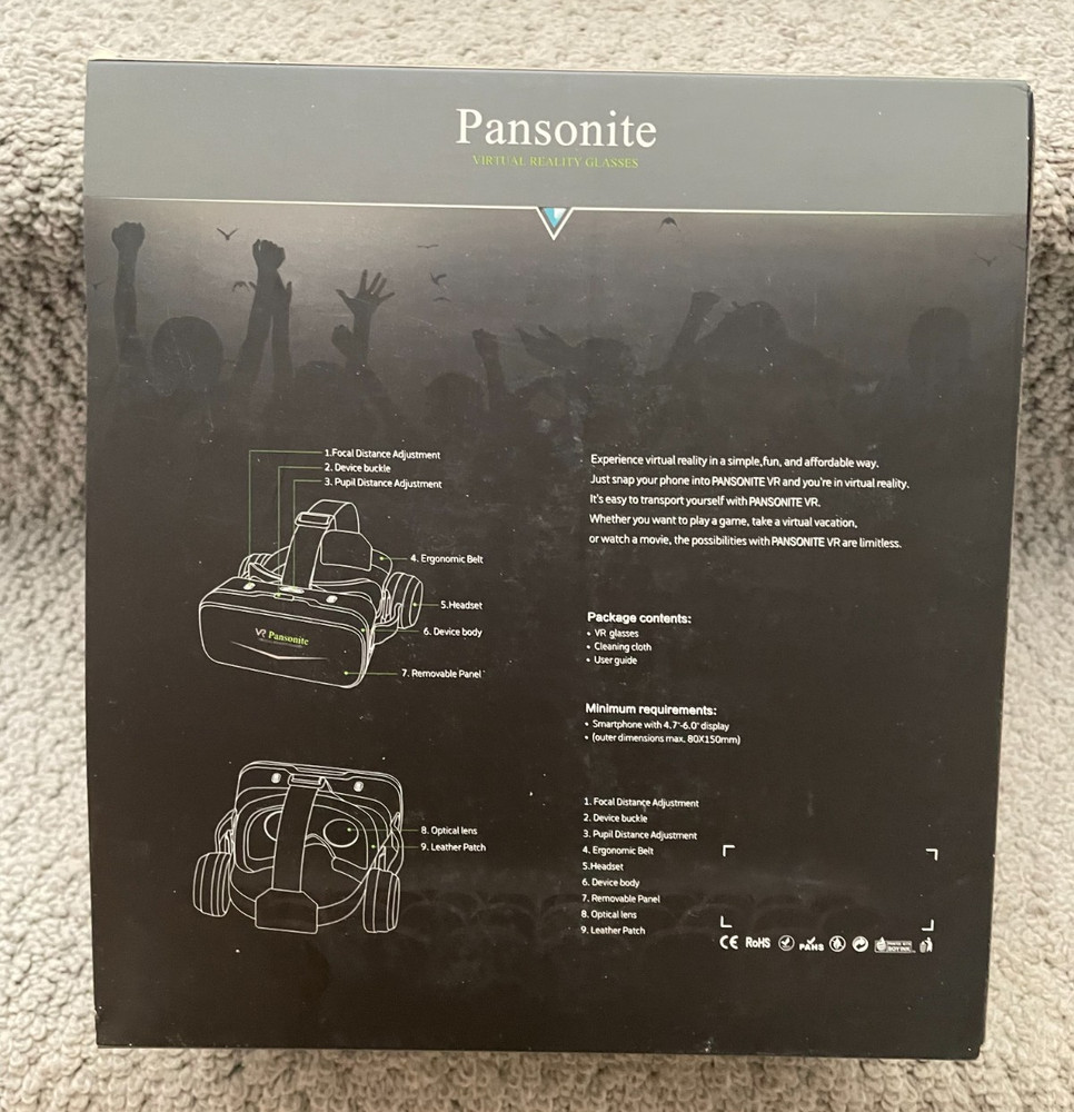 Pansonite VR Headset with Remote Control 3D Glasses Virtual Reality Headset