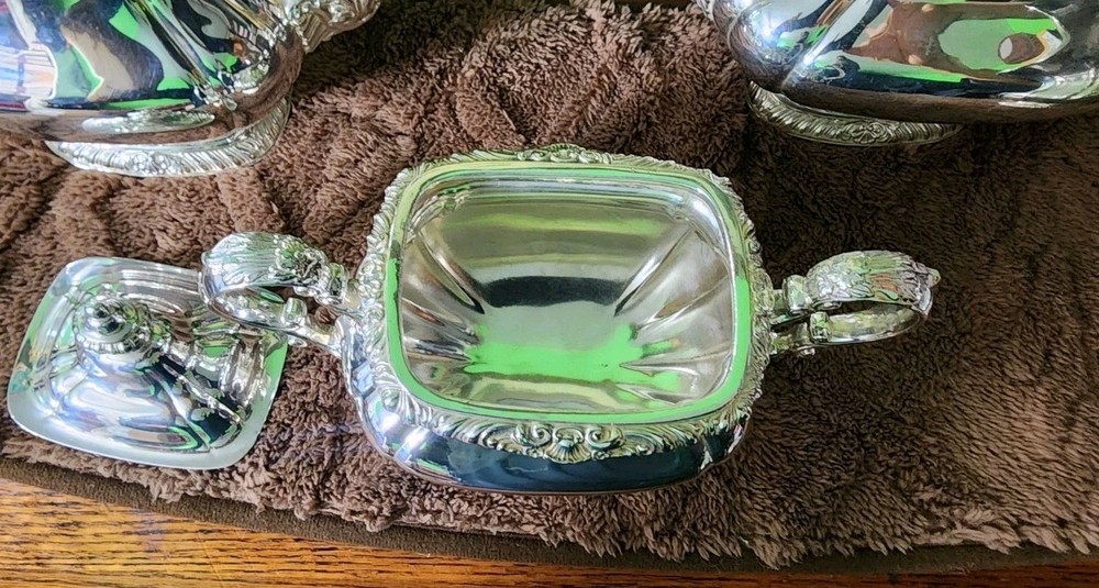 😎NICE! GORHAM ANTIQUE SHELL & GADROON SILVERPLATED 4pc COFFEE & TEA SET☕️🍵🍚🥛