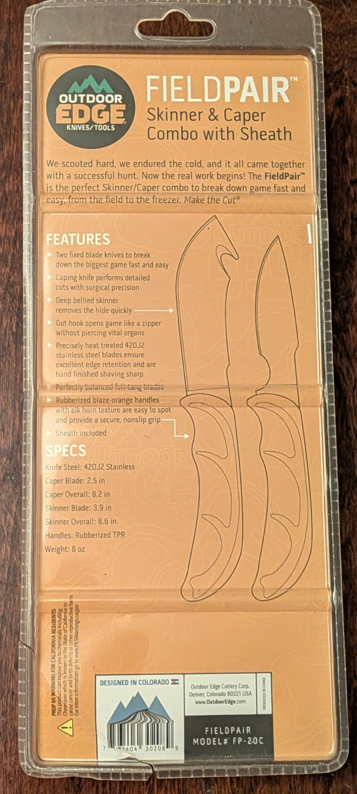 NEW Outdoor Edge Wild-Pair Gut-Hook Skinner & Caping Knife w/ Nylon Sheath WR-1C