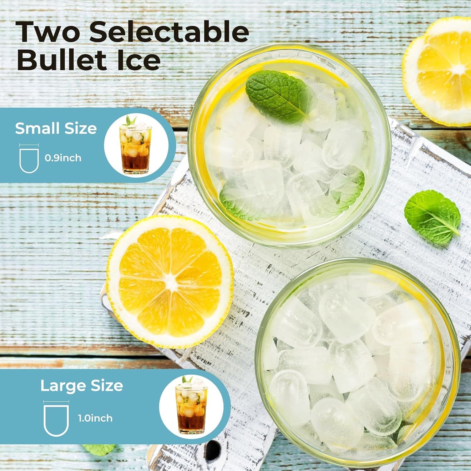 Countertop Ice Maker with Handle, 8 Bullet Ice Ready in 6 Mins, Self-Cleaning