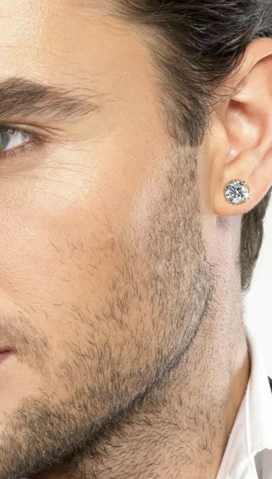 8.00 Ct Round Cut VVS1/D Real Certified Moissanite Stud Earrings 14k White Gold