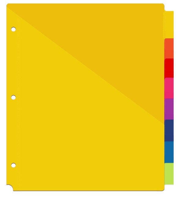 (3 Pack) Vibrant Color 8-Tab Insert Dividers With Pockets