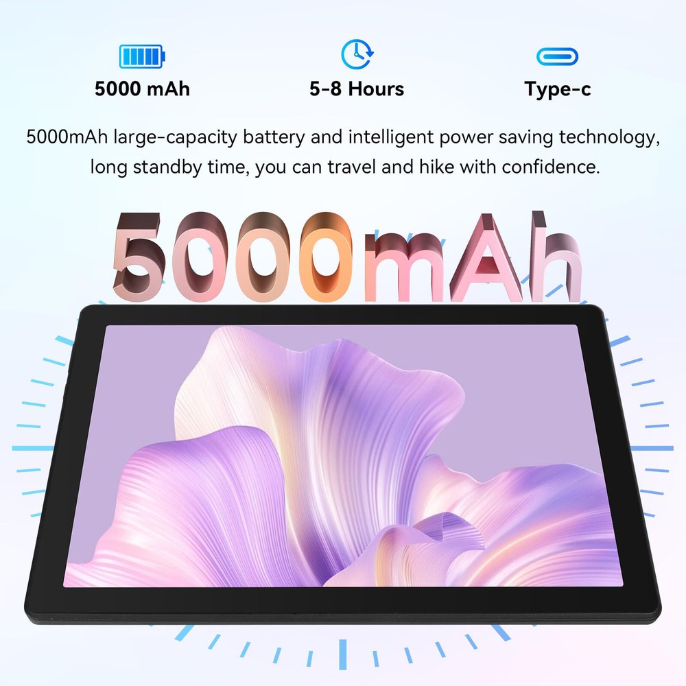 2025 10.1" Android Tablet 10+128GB IPS Touchscreen Octa-core Processor Wi-Fi 6