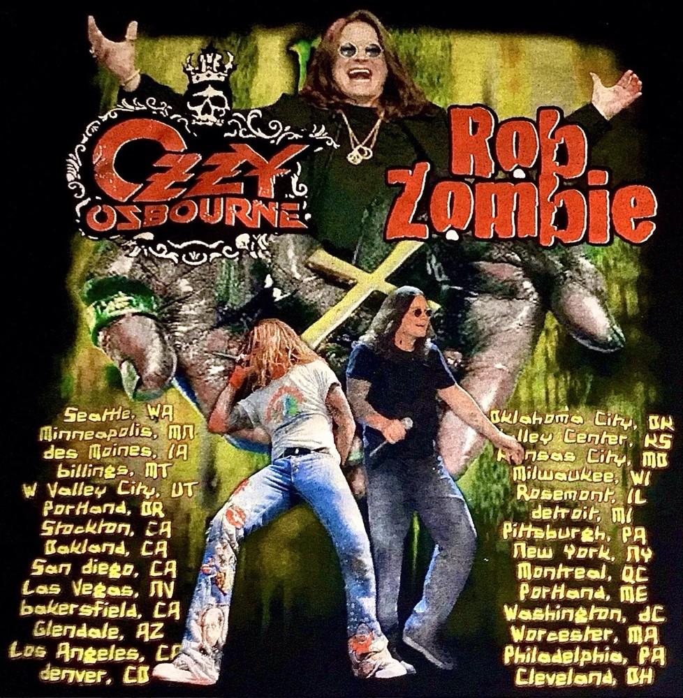 ozzy OSBOURNE-official-{UNWORN w/tag}-OZZFEST tour shirt-Large-DOUBLE sided-RARE