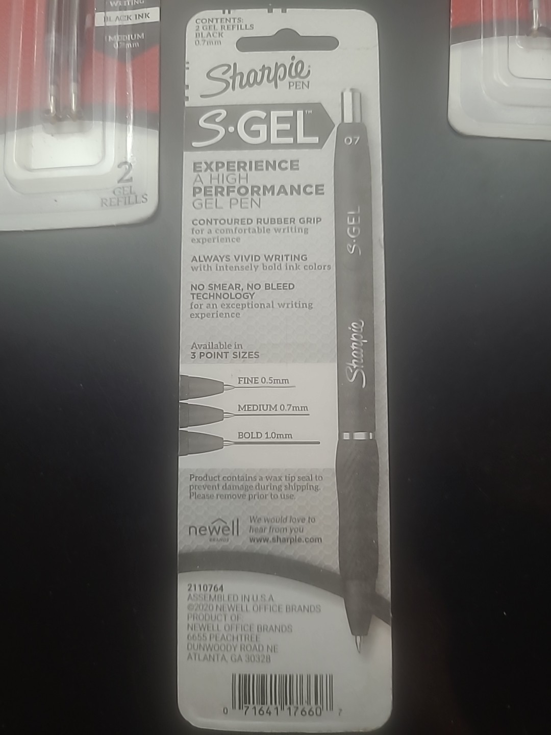 6 X Sharpie S-Gel Refills Black Ink Gel Pen Refills Medium Point (0.7mm) 6 Packs