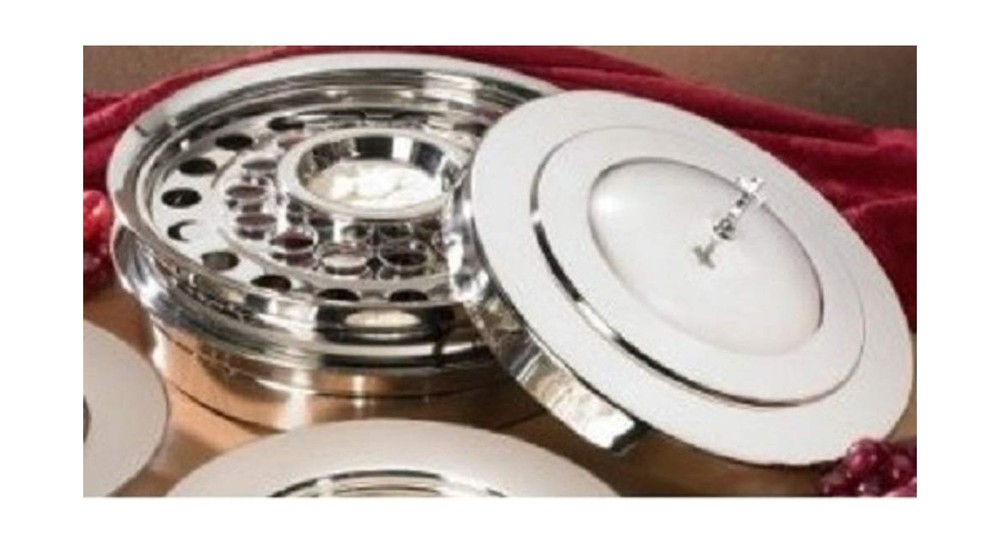 Stackable Communion Tray with Center Bread Plate & Tray Cover - Stainless Ste...