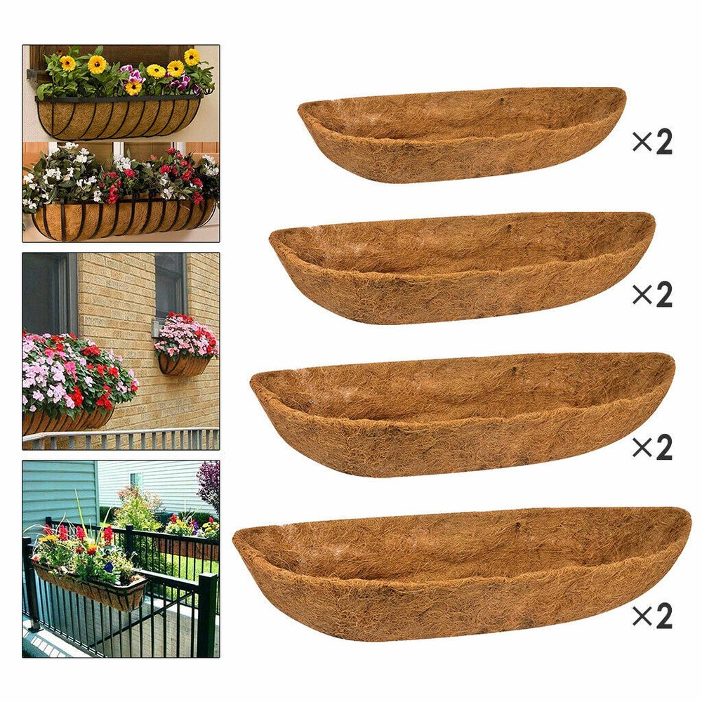 2Pcs 24"/30"/36"/48“ Trough Coco Coconut Fiber Replacement Liners for Window Box