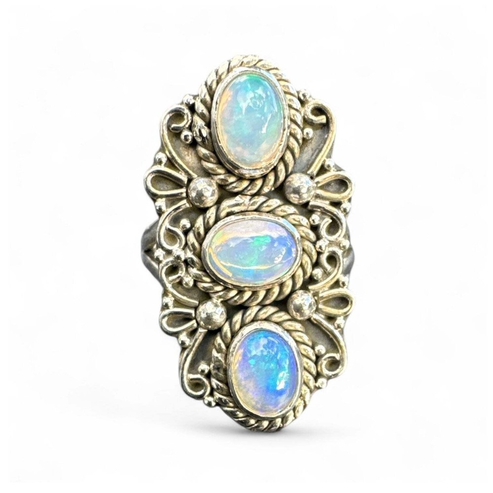 Ethiopian Opal Solid 925 Sterling Silver Ring 5