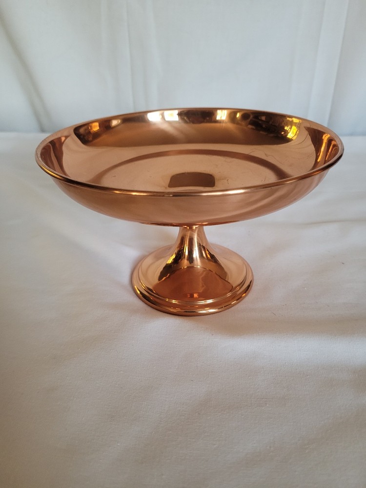 Coppercraft guild compote 4 1/4" tall, 7" diameter