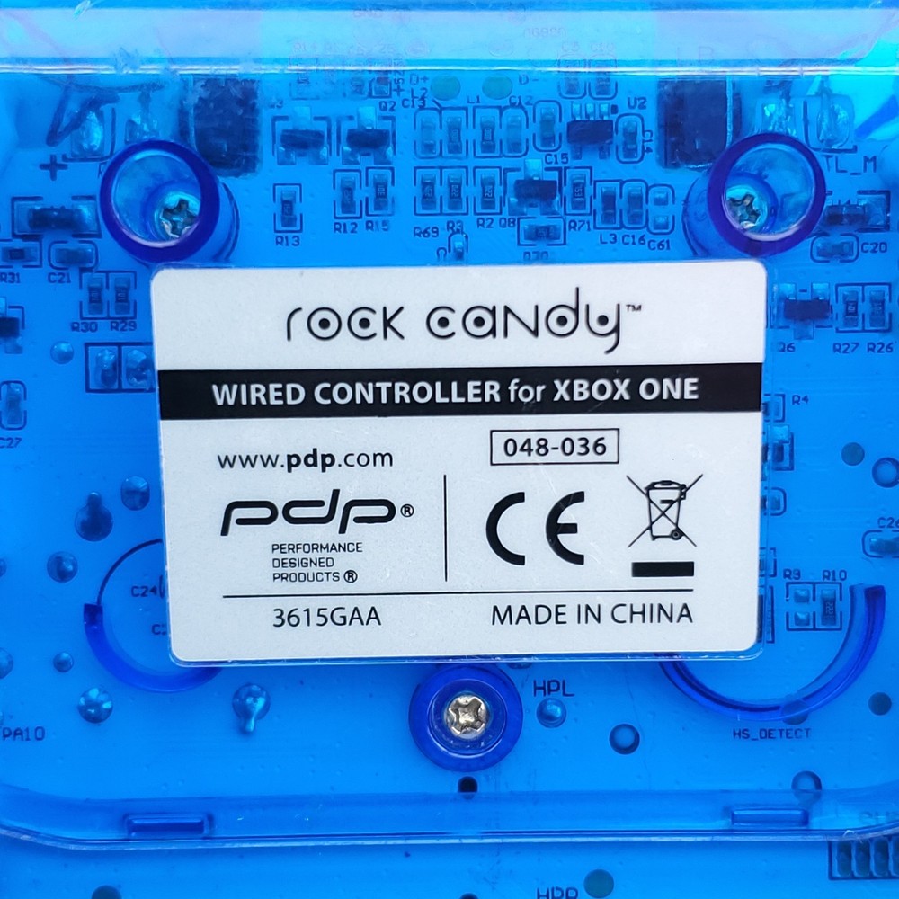 PDP 048-036 Rock Candy Wired Gaming Controller Clear Blue For Xbox One & PC