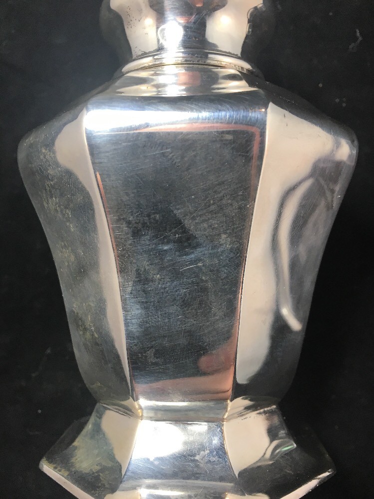 Sterling Silver Tea Caddy Octagonal Form Reed & Barton