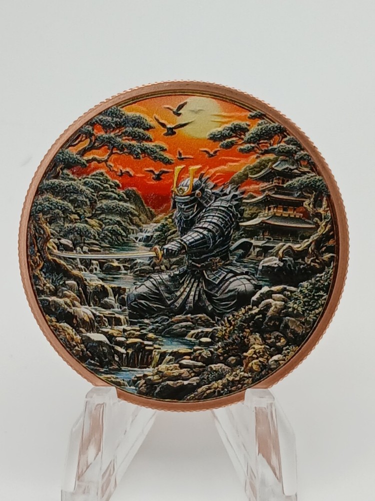 Warriors Samurai Colorized 1 oz Copper Round w/capsule