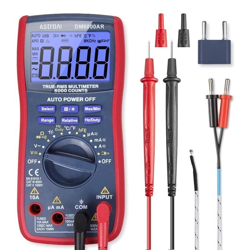 Digital Multimeter and Analyzer TRMS 6000 Counts Volt Meter Ohmmeter Tester