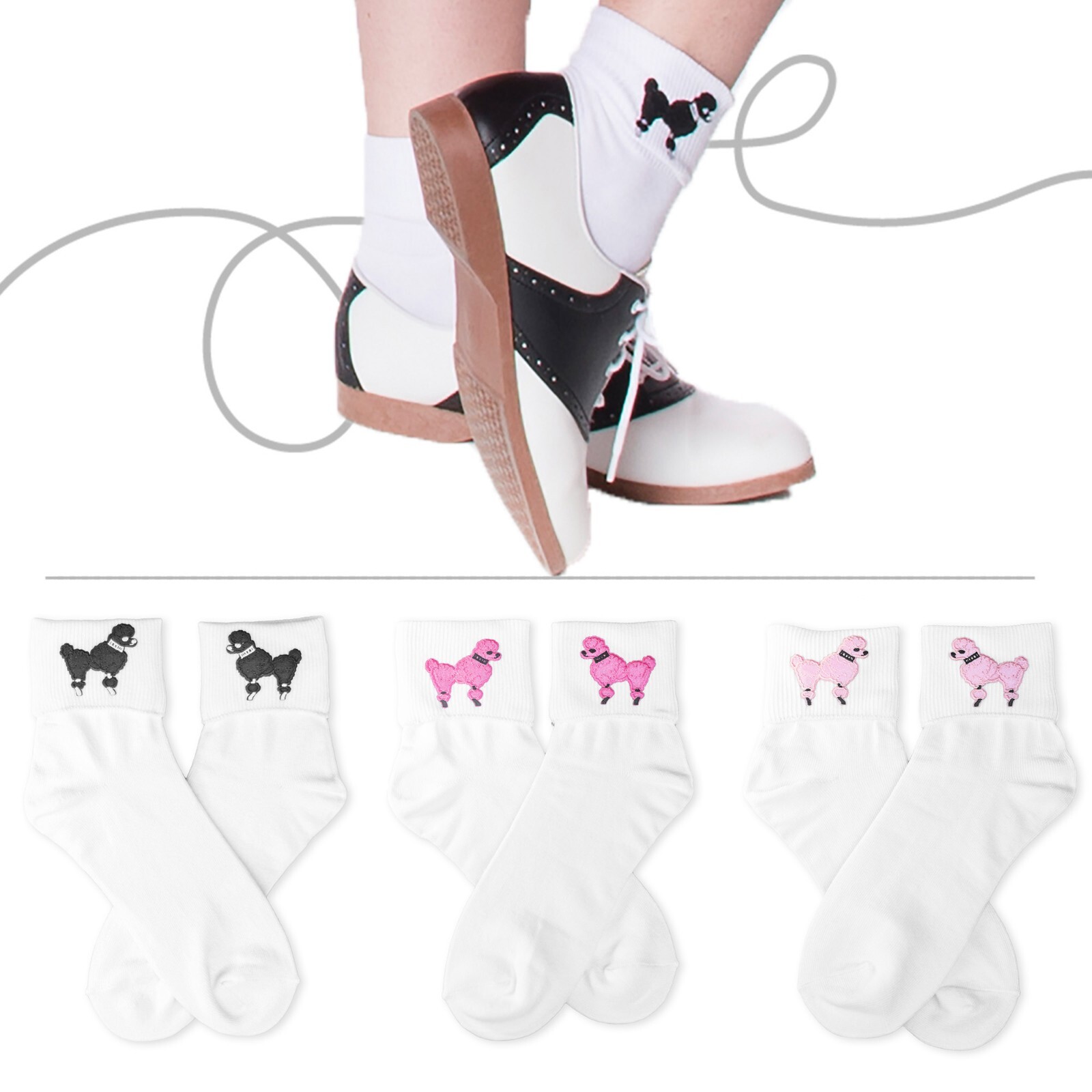 Hip Hop 50s Shop Adult Bobby Socks Vintage Poodle Skirt Dance Costume Accessory